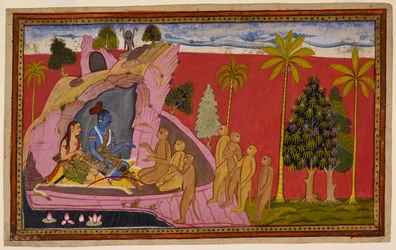 Rāma i Lakṣmaṇa, siedzący na lwiej skórze, radują się z wiadomości Hanumān i klejnotu Sītā, ale są zmartwieni jej trudną sytuacją, znajdując pocieszenie w Sugrīvie. 1653 (miniatura)