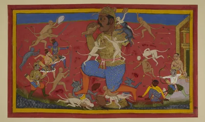 Rāma i Lakṣmaṇa ranią Kumbhakarṇa, gdy demony się wycofują