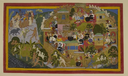 Rāvaṇa przydziela obronę Laṅkā; zwiadowcy Rāmy z góry Suvela