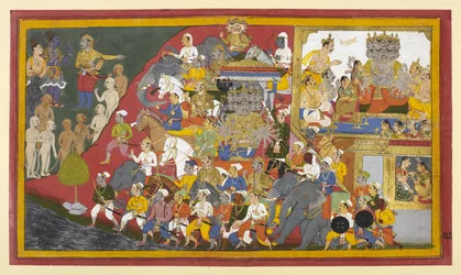 Rāvaṇa przygotowuje się do bitwy; Rāma konsultuje się z Vibhīṣaṇa w sprawie wrogich dowódców