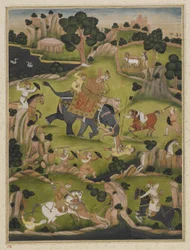 Polowanie na Shah Jahana, oddzielne folio albumu, ok. 1900