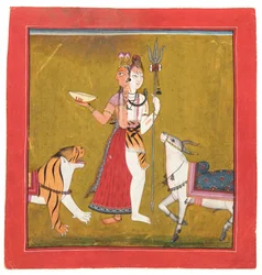 Shiva Ardhanarishvara, ok. 1715 (nieprzezroczysta toaleta, złoto i srebro na papierze)