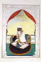 Sirdar Gurmukh Singh Bhai, z Królestwo Pendżabu, jego władcy i wodzowie, tom II, tom 30 studiów akwarelowych niezidentyfikowanego indyjskiego artysty, ok. 1840 (wc na papierze)