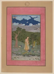 Sorath Ragini, Indie, Hyderabad, ok. 1760; Johnson Album 37, nr 24 (tusz, kolory i złoto na papierze)