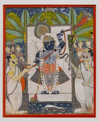 Sri Nathaji, ok. 1775 (nieprzezroczysta toaleta, złoto i srebro na papierze)