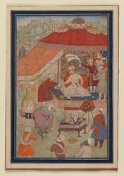 Obozowisko namiotowe, 1580-1595 (nieprzezroczyste wc i złoto na papierze)