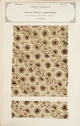 Grubo haftowana próbka muślinu z Madrasu, z The Collection of the Textile Manufacturers of India, autorstwa Johna Forbesa Watsona, opublikowana w 1866 roku