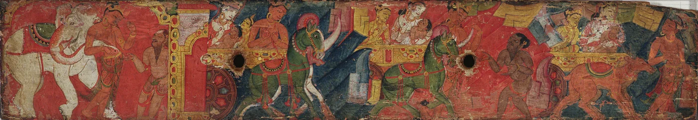 Vessnatara Jataka, z okładki rękopisu, Szkoła Pala, ok. 1200 (drewno malowane)