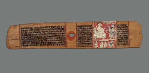 Vimalaprava rozmawia z Raji i Lakshmi, ok. 1300 (nieprzezroczysta toaleta na liściu palmowym)