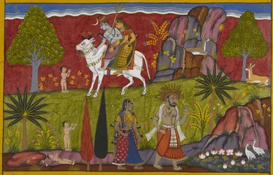 Śiva i Pārvatī obdarzają niemowlę Śukeśę nieśmiertelnością i natychmiastową dorosłością