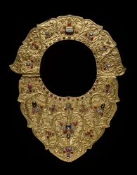 Naszyjnik, Buleleng Regency, Bali, ok. 1890 (złoto, rubiny, szafiry i diamenty)