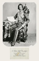 Portret Radena Saleha i jego wizytówki, ok. 1850-70 (zdjęcie i rycina bw)