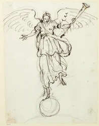 Sława, szkic wstępny, ok. 1631 (pióro i atrament na papierze)