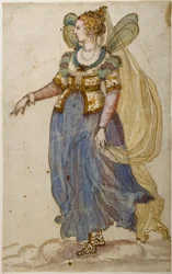 Lady masquer (akwarela na papierze)