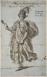 Królowa Tomyris z Massagetai, ok.1609 (pióro i atrament na papierze)