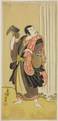 Aktor Ichimura Uzaemon IX jako Seigen w sztuce Ise-goyomi Daido Ninen, wystawiony w Teatrze Ichimura jesienią 1768