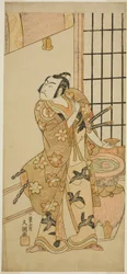 Aktor Sawamura Sojuro II jako Kudo Suketsune (?) w sztuce Edo no Hana Wakayagi Soga (?), wystawiony w Teatrze Ichimura (?) w drugim miesiącu 1769 (?)