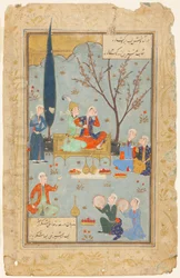 Khosrow i Shirin w ogrodzie, scena z Khamsa Nizamiego