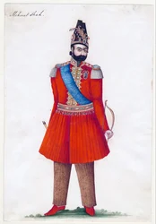 Mohammad Shah Qajar (1808-1848), król Persji - mistrz irański - 1835 - Gwasz na papierze - 24,2x16,5 - Kolekcja prywatna