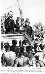 Michael Davitt przemawiający do 100 000 osób w Jones Wood, USA, z Irish World, 5 czerwca 1880 r.