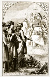 Wizja Synodu Kleryków, z Trias Thaumaturga lub Three Wonder-Working Saints of Ireland, Mary Cusack (1829-99) opublikowana ok. 1890 roku