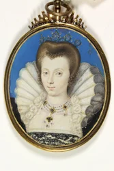 Pani tradycyjnie identyfikowana jako Elizabeth Bruges, Lady Kennedy (akwarela na welinie)
