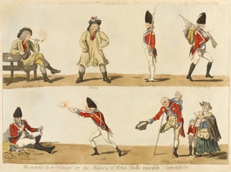 Byłby Żołnierzem? lub Historia wyprawy wojennej Johna Bullsa, 1793 (kolorowa akwaforta)