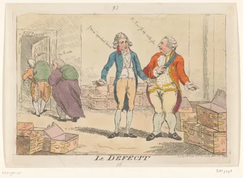 Karykatura dotycząca francuskiego kryzysu finansowego, 1788. Le Deficit (tytuł na obiekcie)