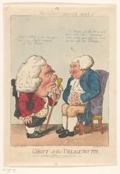 Spotprent op de dorpsarts, 1799 Duch Wioski Doktora! (tytuł na obiekcie) Znajome duchy (tytuł serii na obiekcie)