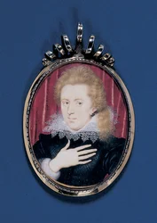 Miniatura portretowa młodego dżentelmena, ok. 1615 (akwarela na welinie ułożona na kartonie z ramą złoconą srebrem)