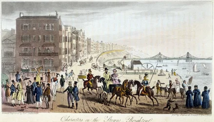 Postacie w Brighton – w „The English Spy” Charlesa Molloya Westmacotta, rysunek Roberta Cruikshanka, wydanie londyńskie