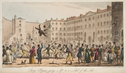 Surrey Collegiians podnoszący kończynę prawa, z The English Spy, opublikowanej w Londynie, 1824