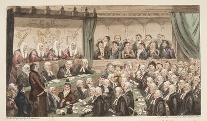 Westminster Hall, z The English Spy, wyd. 1824 (grawerowanie ręcznie kolorowane)