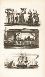 The Bellman, London Wharf i statek węglowy i barka węglowa