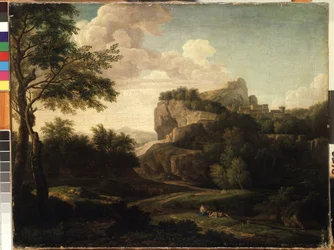 Obraz „Pejzaż” Izaaka de Moucherona (1667-1744) XVIII-wieczne Muzeum Sztuk Pięknych Mikalojus Konstantinas Ciurlionis, Kowno, Litwa