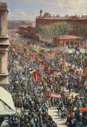 Demonstracja na Alei 25 Października, szkic do obrazu z 1934 roku w Galerii Trietiakowskiej, 1930
