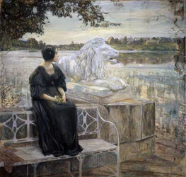 Portret żony artysty. Obraz Isaaka Izrailevicha Brodskiego (Brodsky) (1884-1939), olej na płótnie, 205 x 203,5 cm