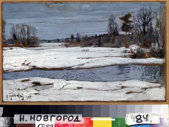 Wiosna (wiosna). Obraz Isaaka Izrailevicha Brodskiego (Brodskiego) (1884-1939). olej na płótnie