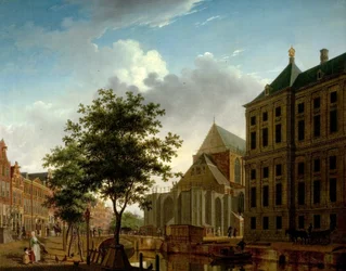 Tył Nieuwe Kerk i ratusza, Amsterdam, Holandia