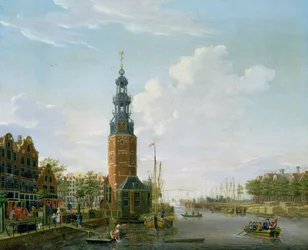 Widok Amsterdamu z Montelbaanstoren na Oudeschans, 1777