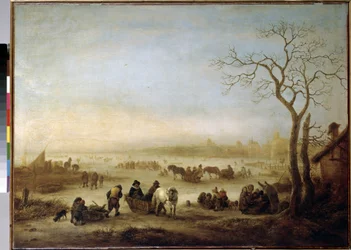 Lac Gele (Zamrożone Jezioro). Peinture de Isaac van Ostade (1621-1649)