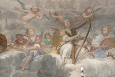 Anioły, muzykujące anioły i putta, fragment Raju z wiecznym Ojcem, ok. 1623-34 (detal 3496185)