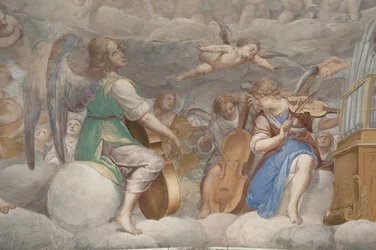Anioły, muzykujące anioły i putta, fragment Raju z wiecznym Ojcem, ok. 1623-34 (detal 3496185)