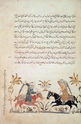 Dodaj 1886 f.135, szarża kawalerii z „Nihayat al-Sul” („Podręcznik jeździectwa i praktyki wojskowej”)