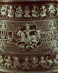 Fragment lampy, Egipt, 1282 (miedź i srebro)