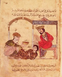 Pani Arabe 3465 fol.78 Konsultacja lekarska, z Księgi Kalili i Dimna