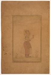 Portret Shah Jahana, połowa XVII wieku (nieprzezroczysta akwarela i złoto na papierze bambusowym)
bambusowym)