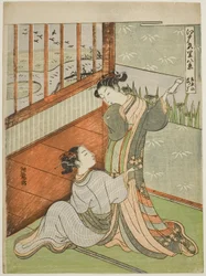 Gęsi schodzące w Yoshiwara (Yoshiwara no rakugan), z serii „Osiem widoków na dzielnice przyjemności Edo (Edo irozato hakkei)”