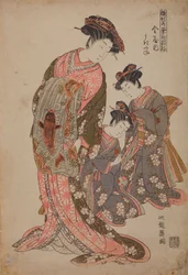 Oiran Ukita z domu Kanaya, z serii: Nowe modele młodych pędów (dziewcząt) / Hinagata Wakana no Hatsumoyo