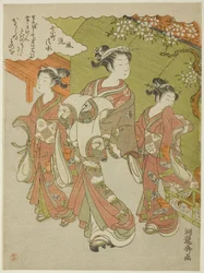 Ono no Komachi Zwiedzanie świątyni Kiyomizu, z serii Modnych siedmiu Komachi (Furyu nana Komachi)